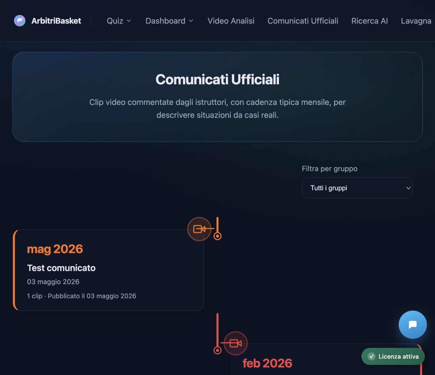 Timeline comunicati ufficiali