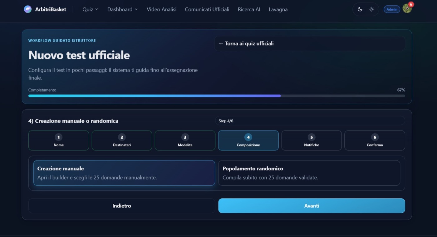 Wizard Step 4: composizione manuale o random