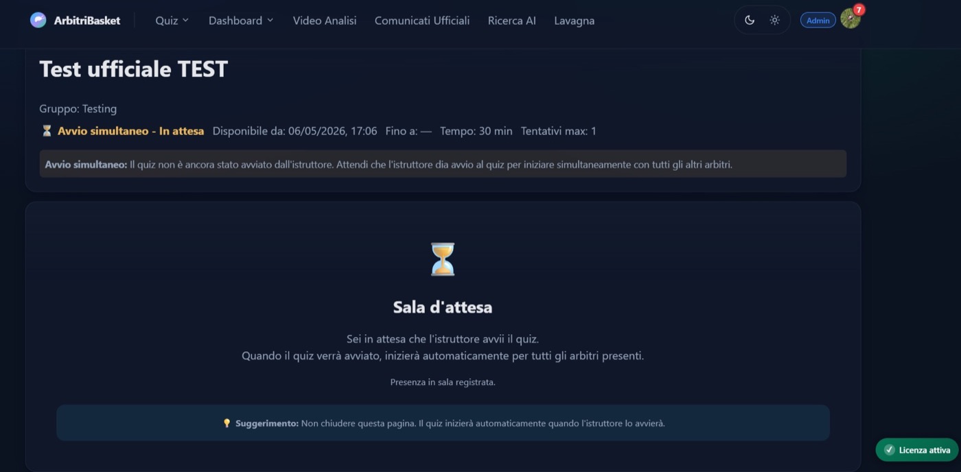Vista arbitro: quiz in sala d’attesa