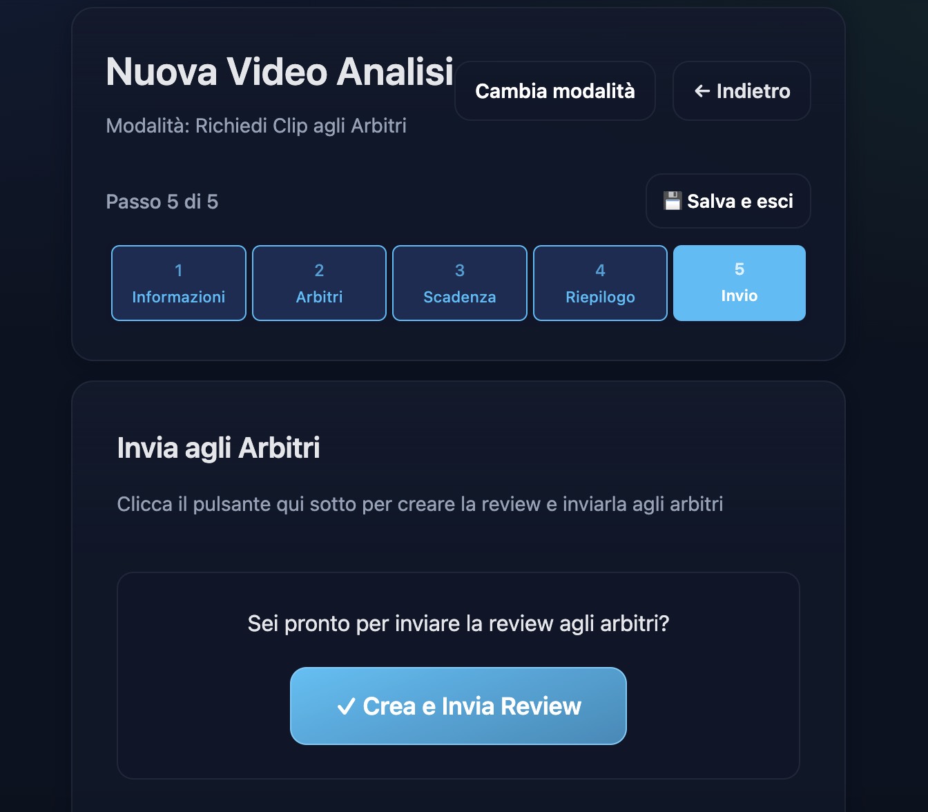 Step 5: invio agli arbitri